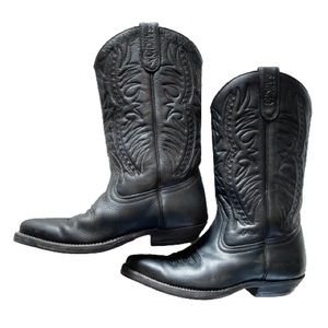 Women’s Black Leather Cowboy Boots, Size 6.5 Sancho Spain